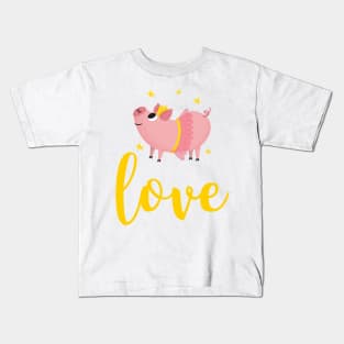 Cute Pig Love Kids T-Shirt